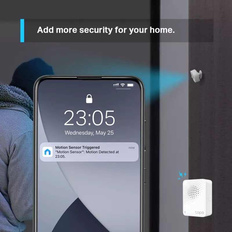 TP-Link Tapo sensor de movimiento inteligente, techo/pared, interior, blanco, 120°, inalámbrico, 7 m