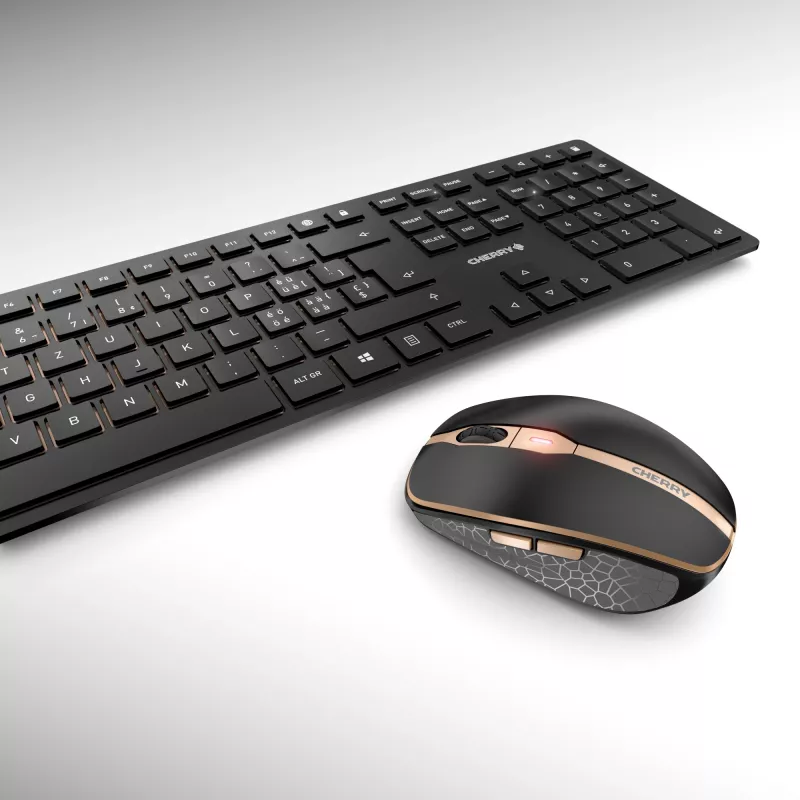 CHERRY DW 9100 SLIM teclado y ratón incluye universal RF inalámbrico + Bluetooth QWERTZ suizo negro