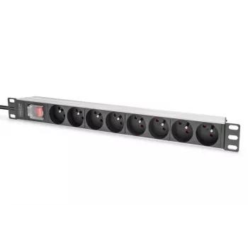 PDU de aluminio DIGITUS 1U, montaje en rack, 8x CEE 7/5 potencia nominal: 16A, 4000W, 250VAC 50/60Hz,