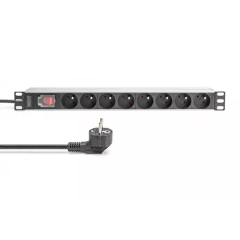 PDU de aluminio DIGITUS 1U, montaje en rack, 8x CEE 7/5 potencia nominal: 16A, 4000W, 250VAC 50/60Hz,