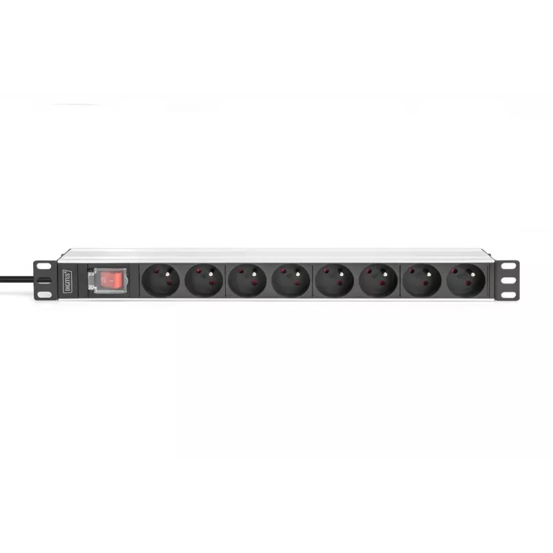 PDU de aluminio DIGITUS 1U, montaje en rack, 8x CEE 7/5 potencia nominal: 16A, 4000W, 250VAC 50/60Hz,