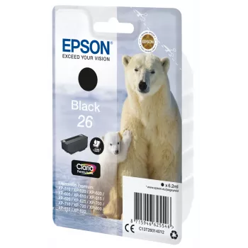 Epson Polar Bear pack individual negro 26 tinta Claria Premium, rendimiento estándar, negro, tinta pigmentada, 6,2 ml, 1 unidad, 220 páginas