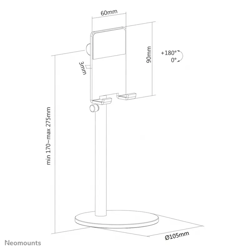 Neomounts DS10-200SL1 Soporte para teléfono hasta 7 inch - altura ajustable - universal