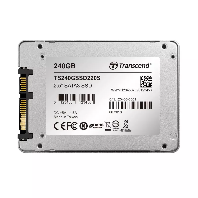 TRANSCEND SSD 220s 240GB 2.5in SATA 6Gb/s TLC carcasa de aluminio