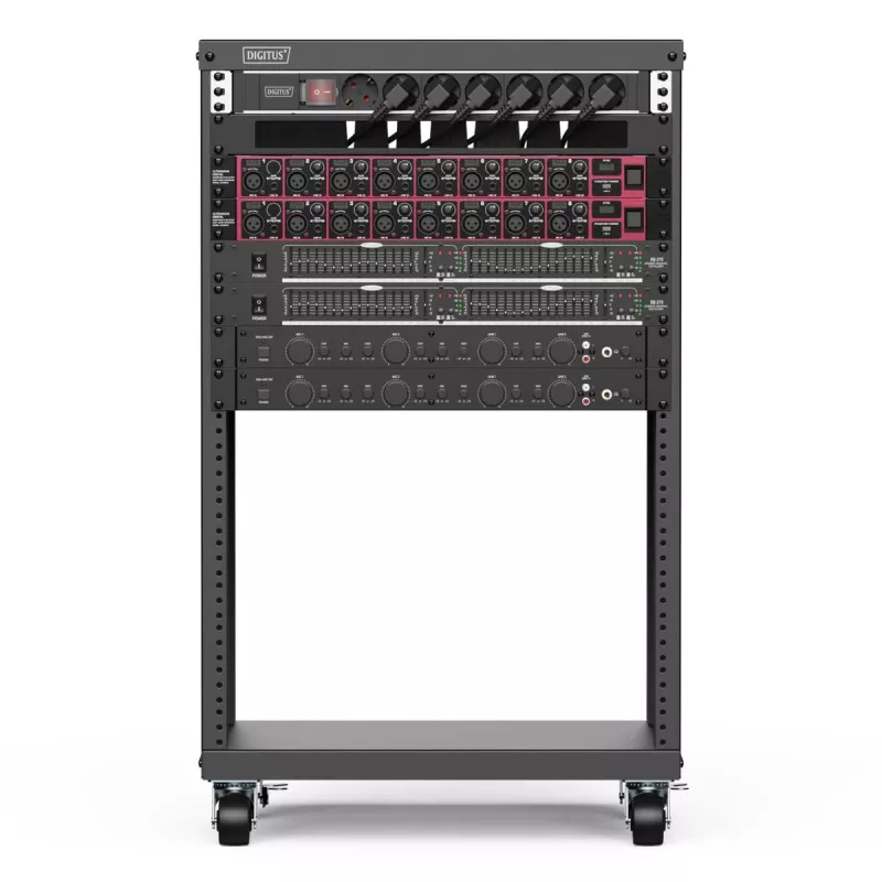 DIGITUS Rack AVS 16U 780x507x460 mm roscas rodillos negro