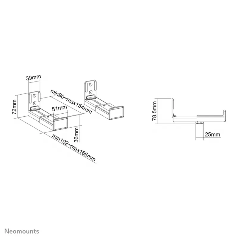 Neomounts AWL29-550BL1 Soporte de pared para videobar/barra de sonido – máx. 15 kg – universal
