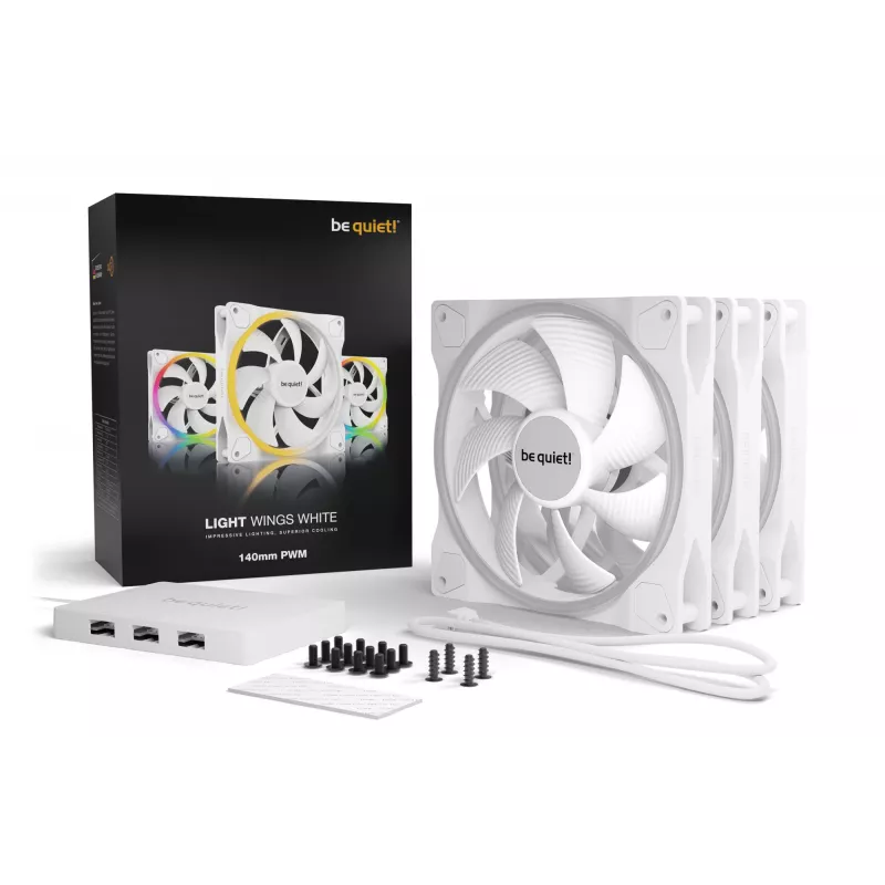 be quiet! Light Wings White | 140mm PWM pack de tres ventiladores para carcasa 14 cm 3 unidades
