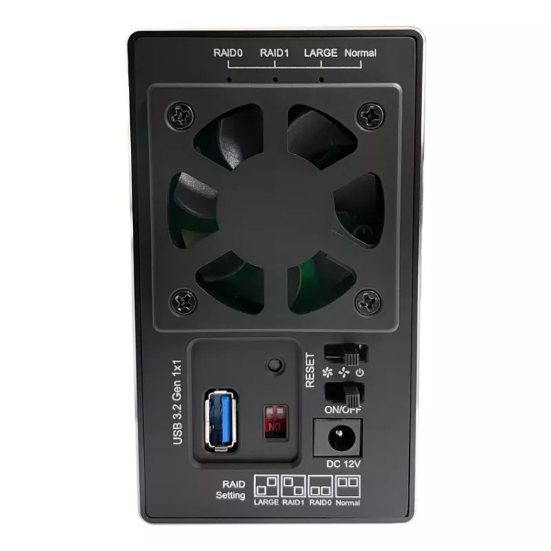 LC-POWER Lc-35u3-raid-2, Caja externa para 2 discos duros de 3,5 inch con RAID, aluminio, negro