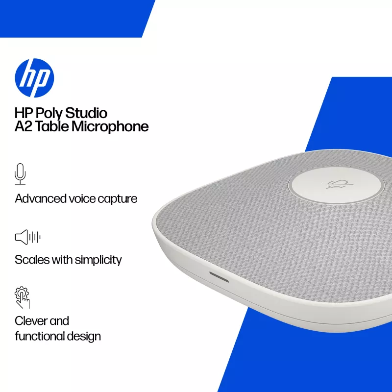 Micrófono de sobremesa HP Poly Studio A2 con cable, blanco