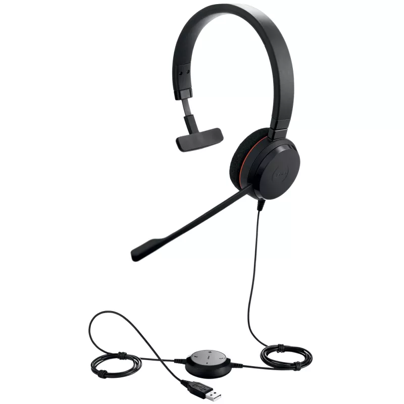 Jabra EVOLVE 20 UC Mono, con cable, oficina/call center, 142 g, auricular, negro