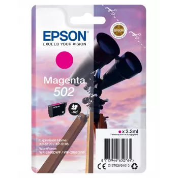 Tinta Epson magenta 502 envase individual, rendimiento estándar, magenta, tinta pigmentada, 3,3 ml, 1 unidad, 165 páginas