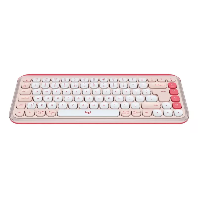 LOGITECH teclado inalámbrico - Pop Icon Keys - rosa y blanco roto Qwerty Uk