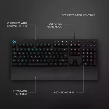 Teclado gaming Logitech G G213 Prodigy tamaño completo RGB LED con cable