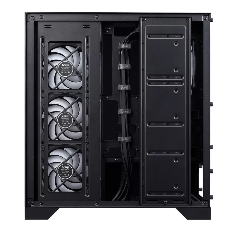 XPG Invader X BTF caja de PC Midi Tower, ATX/Micro-ATX/Mini-ITX, cristal templado, 5 ventiladores ARGB de 120 mm, USB-C, sin fuente de alimentación, negra