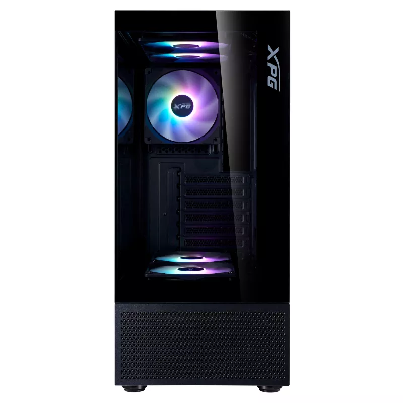 XPG Invader X Mini caja de PC Midi Tower, ATX/Micro-ATX/Mini-ITX, cristal templado, 5 ventiladores ARGB de 120 mm, USB-C, sin fuente de alimentación, negra