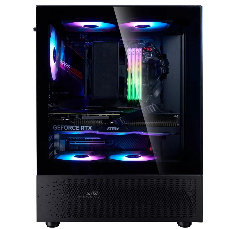 XPG Invader X Mini caja de PC Midi Tower, ATX/Micro-ATX/Mini-ITX, cristal templado, 5 ventiladores ARGB de 120 mm, USB-C, sin fuente de alimentación, negra