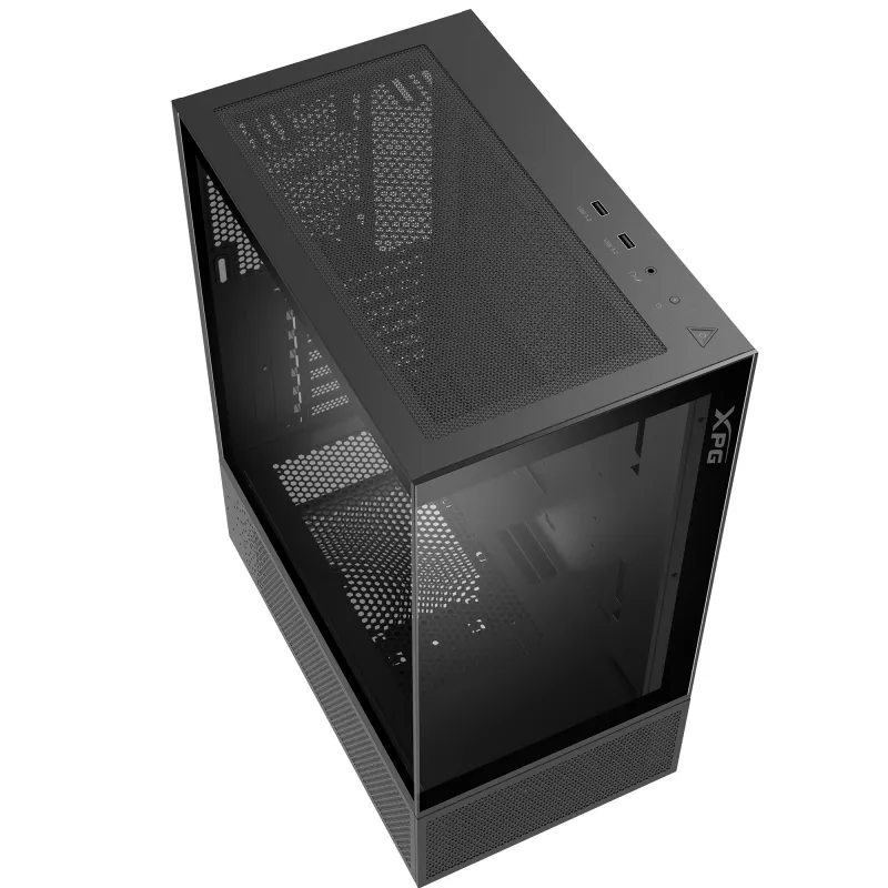 XPG Invader X Mini caja de PC Midi Tower, ATX/Micro-ATX/Mini-ITX, cristal templado, 5 ventiladores ARGB de 120 mm, USB-C, sin fuente de alimentación, negra