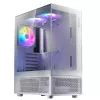 XPG Invader X Mini caja de PC Midi Tower, ATX/Micro-ATX/Mini-ITX, paneles de cristal, 5 ventiladores ARGB de 120 mm, USB-C, sin fuente de alimentación, blanca