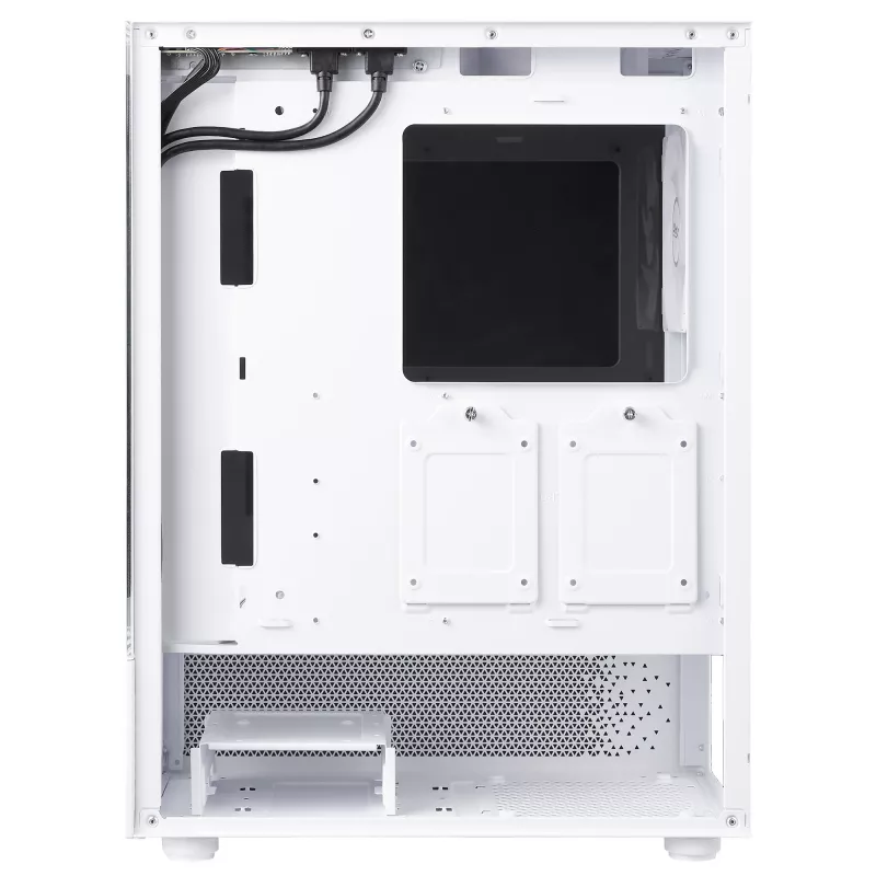 XPG Invader X Mini caja de PC Midi Tower, ATX/Micro-ATX/Mini-ITX, paneles de cristal, 5 ventiladores ARGB de 120 mm, USB-C, sin fuente de alimentación, blanca