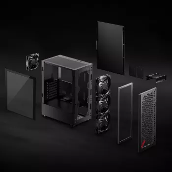 XPG VALOR AIR semitorre negra, torre Midi, PC, negra, ATX, micro ATX, Mini-ATX, acero al carbono, cristal templado, 16,6 cm
