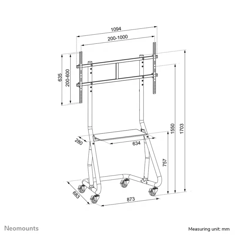Neomounts NS-M3800 negro soporte móvil para TV 60-100