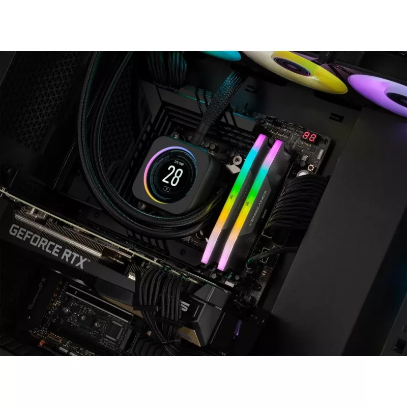 Memoria RAM CORSAIR 32GB DDR5 (2x16GB) DRAM 6000MT/s CL36 Kit de memoria Vengeance RGB Negro