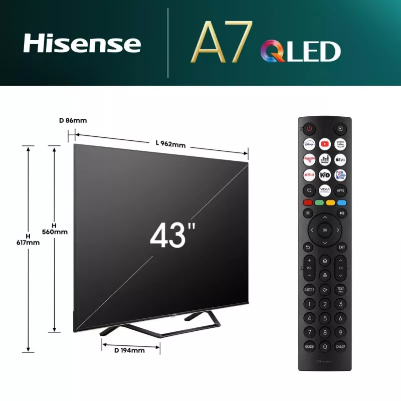 TV QLED Hisense 43A7NQ ČR/TS