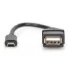 DIGITUS cable adaptador USB 2.0, OTG, Type Mini-B - A M/H, 20cm, conforme a USB 2.0, negro