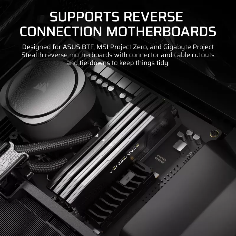 Caja para PC CORSAIR FRAME 5000D RS ARGB semitorre negra — ATX, compatible con 3 ventiladores frontales de 140mm, unidades de 2,5/3,5