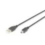 Cable de conexión USB 2.0 DIGITUS, Type-A - Mini B (5 pines) M/M, 3 m, conforme a USB 2.0, negro