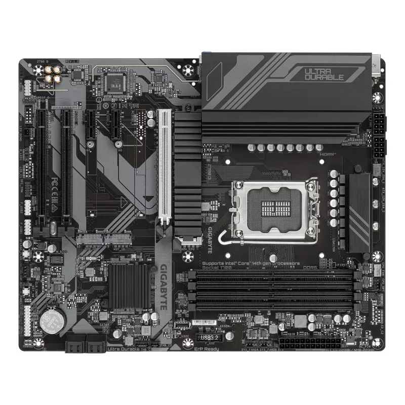 GIGABYTE Z790 D Placa base - Compatible con CPUs Intel Core de 14.ª generación, VRM digital de 12+1+1 fases, hasta 7600 MHz DDR5 (OC), 3x PCIe 4.0 M.2, LAN 2,5 GbE, USB 3.2 Gen 2