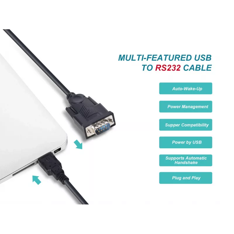 Equip cable USB-A a serie (DB9), M/M 1,5m, negro, 1,5 m, USB Type-A, DB-9, conector macho, conector macho