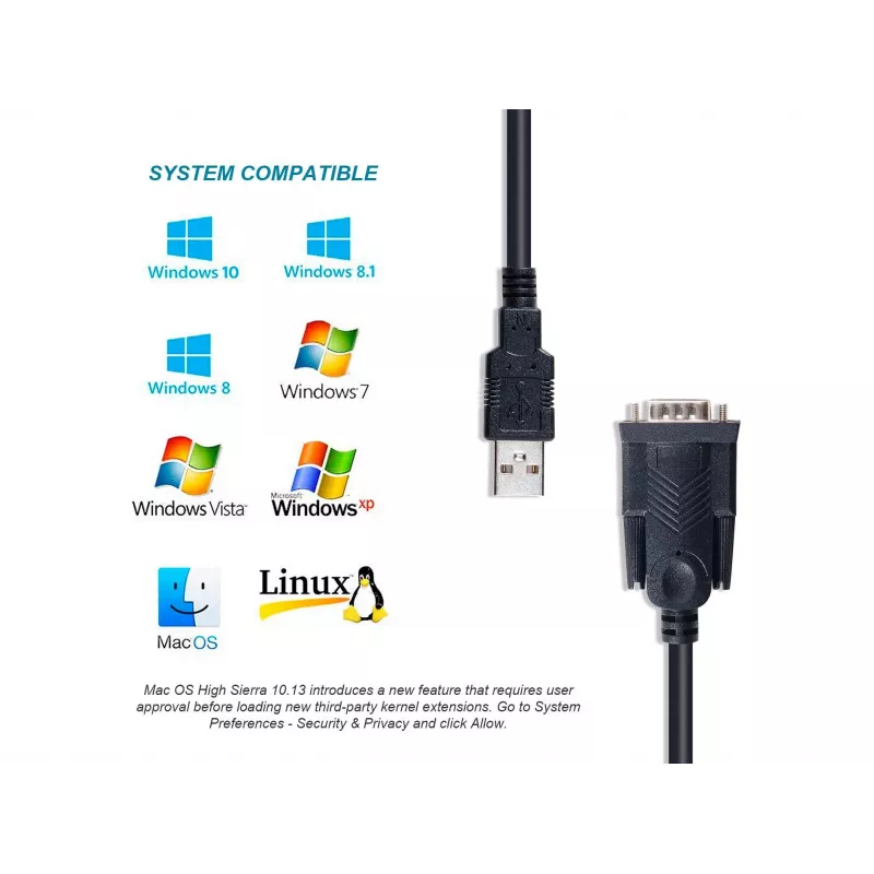 Equip cable USB-A a serie (DB9), M/M 1,5m, negro, 1,5 m, USB Type-A, DB-9, conector macho, conector macho