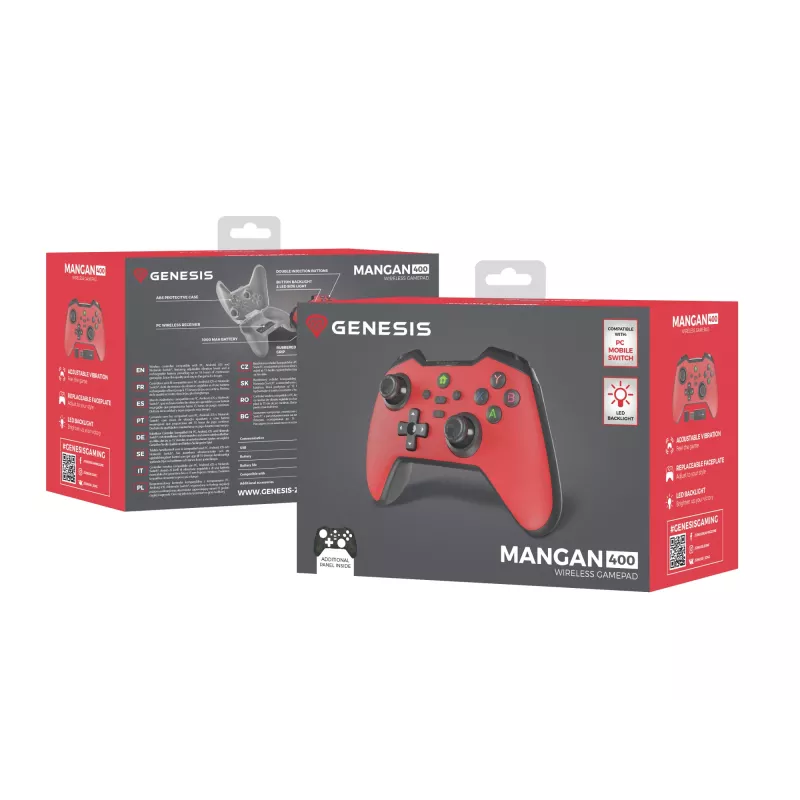 GENESIS Mangan 400 Red mando Bluetooth analógico / digital Android, MAC, Nintendo Switch, PC, iOS