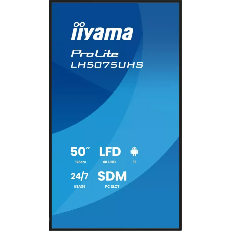 iiyama LH5075UHS-B2AG pantalla digital signage monitor plano 125,7 cm (49,5 inch) LCD Wi-Fi 500 cd/m² 4K Ultra HD negro procesador integrado Android 24/7