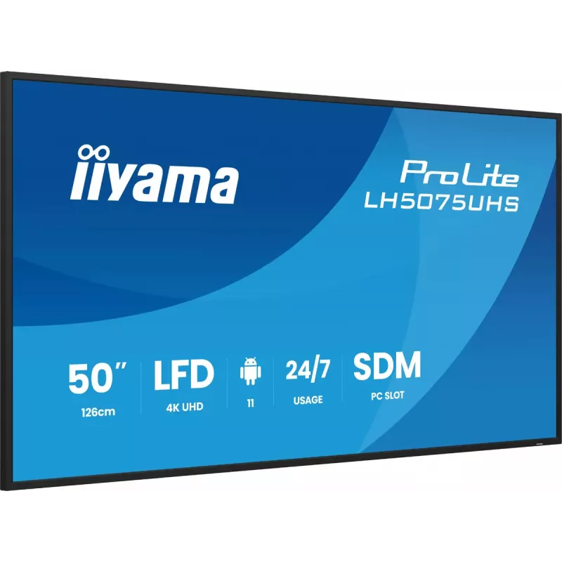iiyama LH5075UHS-B2AG pantalla digital signage monitor plano 125,7 cm (49,5 inch) LCD Wi-Fi 500 cd/m² 4K Ultra HD negro procesador integrado Android 24/7