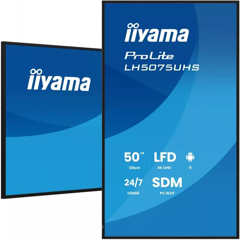 iiyama LH5075UHS-B2AG pantalla digital signage monitor plano 125,7 cm (49,5 inch) LCD Wi-Fi 500 cd/m² 4K Ultra HD negro procesador integrado Android 24/7