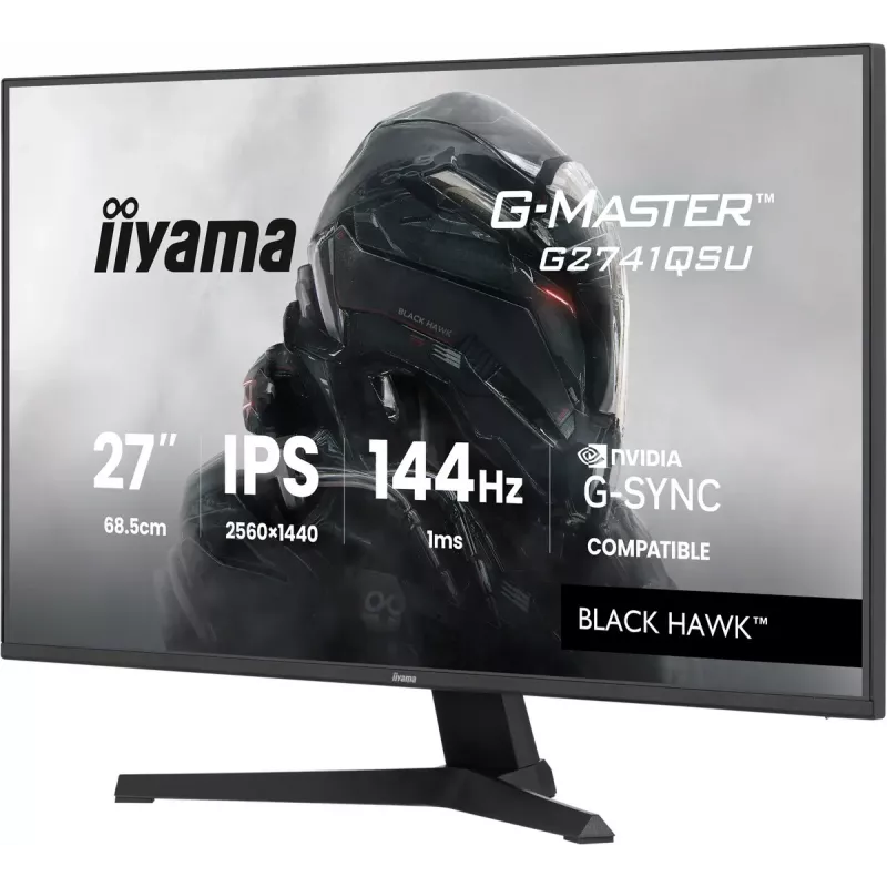 iiyama G-Master Black Hawk G2741QSU-B1 monitor gaming, 68,6 cm (27 pulgadas) 2560 x 1440 WQHD IPS, 144 Hz, 1 ms MPRT, FreeSync, HDMI, DisplayPort, hub USB, negro