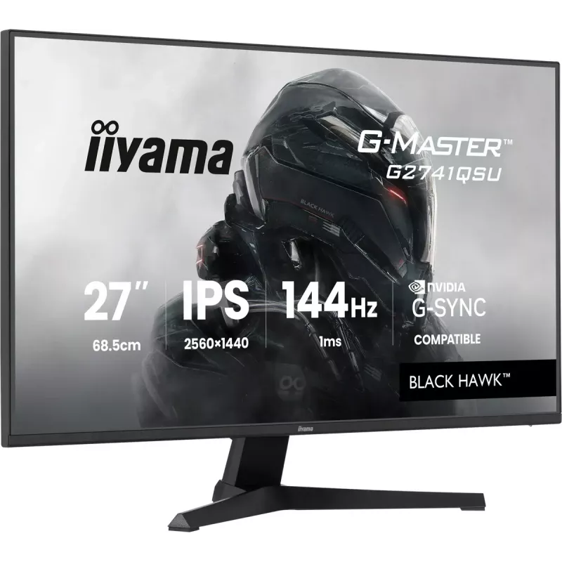 iiyama G-Master Black Hawk G2741QSU-B1 monitor gaming, 68,6 cm (27 pulgadas) 2560 x 1440 WQHD IPS, 144 Hz, 1 ms MPRT, FreeSync, HDMI, DisplayPort, hub USB, negro