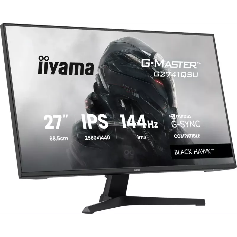iiyama G-Master Black Hawk G2741QSU-B1 monitor gaming, 68,6 cm (27 pulgadas) 2560 x 1440 WQHD IPS, 144 Hz, 1 ms MPRT, FreeSync, HDMI, DisplayPort, hub USB, negro