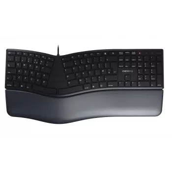 Teclado ergonómico de tamaño completo con cable Cherry KC 4500 ERGO negro USB QWERTY UK 109 teclas diseño curvado reposamuñecas cable de 1,8 m