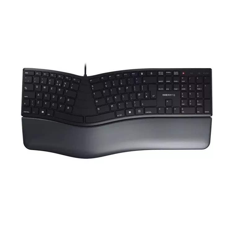 Teclado ergonómico de tamaño completo con cable Cherry KC 4500 ERGO negro USB QWERTY UK 109 teclas diseño curvado reposamuñecas cable de 1,8 m