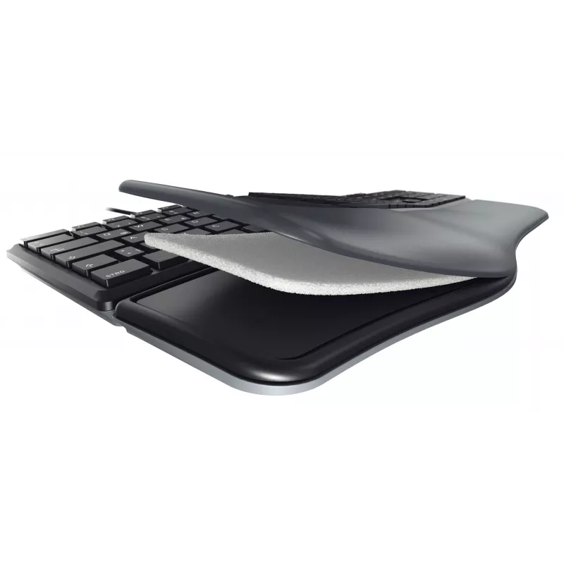 Teclado ergonómico de tamaño completo con cable Cherry KC 4500 ERGO negro USB QWERTY UK 109 teclas diseño curvado reposamuñecas cable de 1,8 m