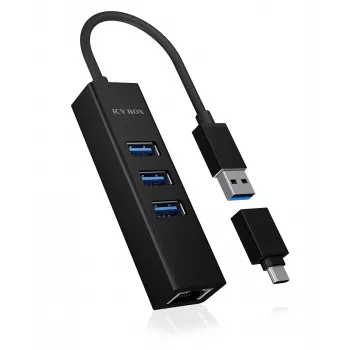 ICY BOX IB-HUB1419-LAN USB 3.2 Gen 1 (3.1 Gen 1) Type-A Negro