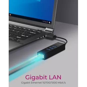 ICY BOX IB-HUB1419-LAN USB 3.2 Gen 1 (3.1 Gen 1) Type-A Negro