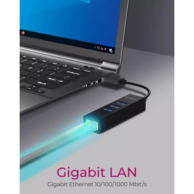 ICY BOX IB-HUB1419-LAN USB 3.2 Gen 1 (3.1 Gen 1) Type-A Negro