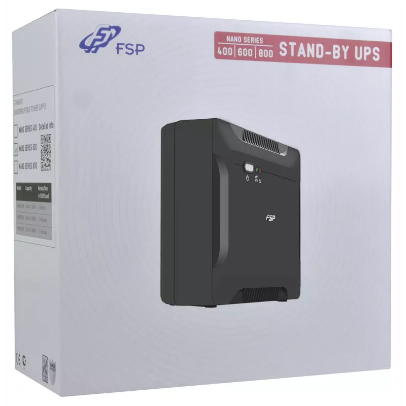 Sistema de alimentación ininterrumpida (SAI) FSP Nano 800 Standby (Offline) 0,8 kVA 480 W 2 salidas AC