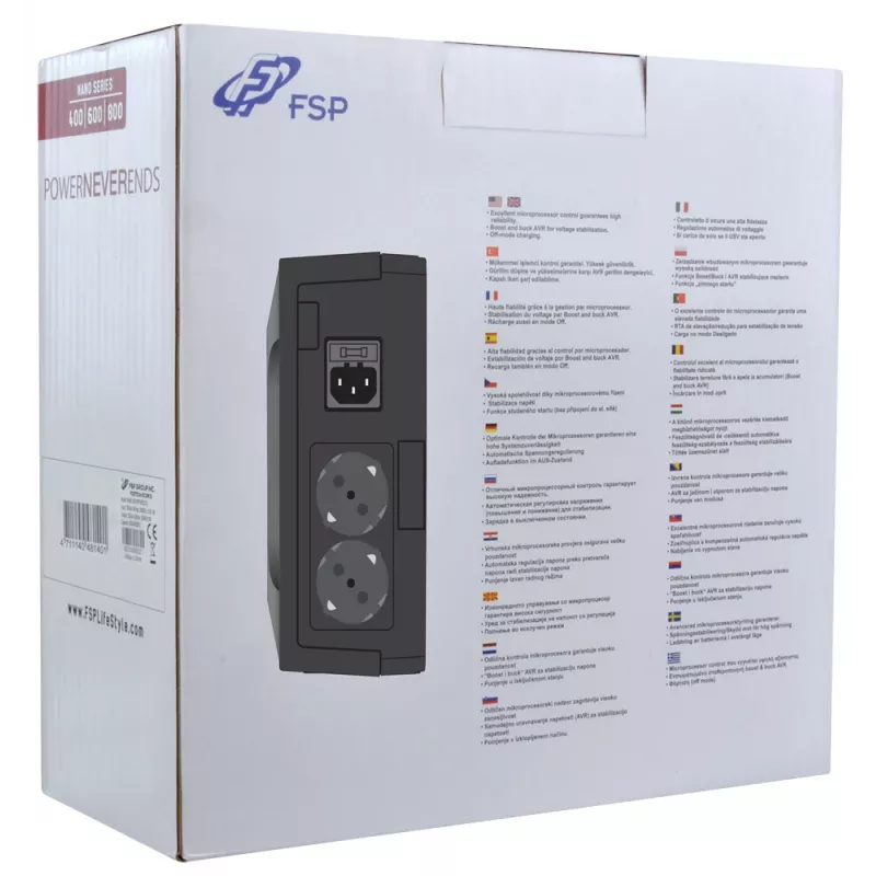 Sistema de alimentación ininterrumpida (SAI) FSP Nano 800 Standby (Offline) 0,8 kVA 480 W 2 salidas AC