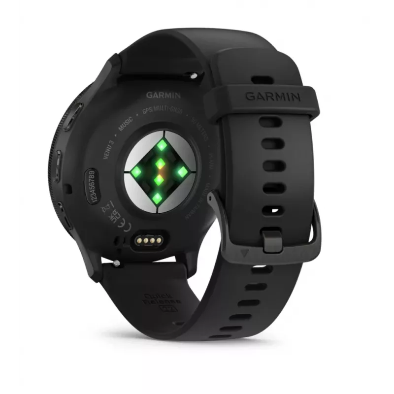GARMIN INTERNATIONAL Venu 3 – Bisel de acero inoxidable cepillado con caja negra y correa de silicona – 45 mm