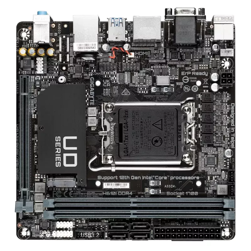Placa base GIGABYTE H610I DDR4, Intel LGA 1700, Mini-ITX